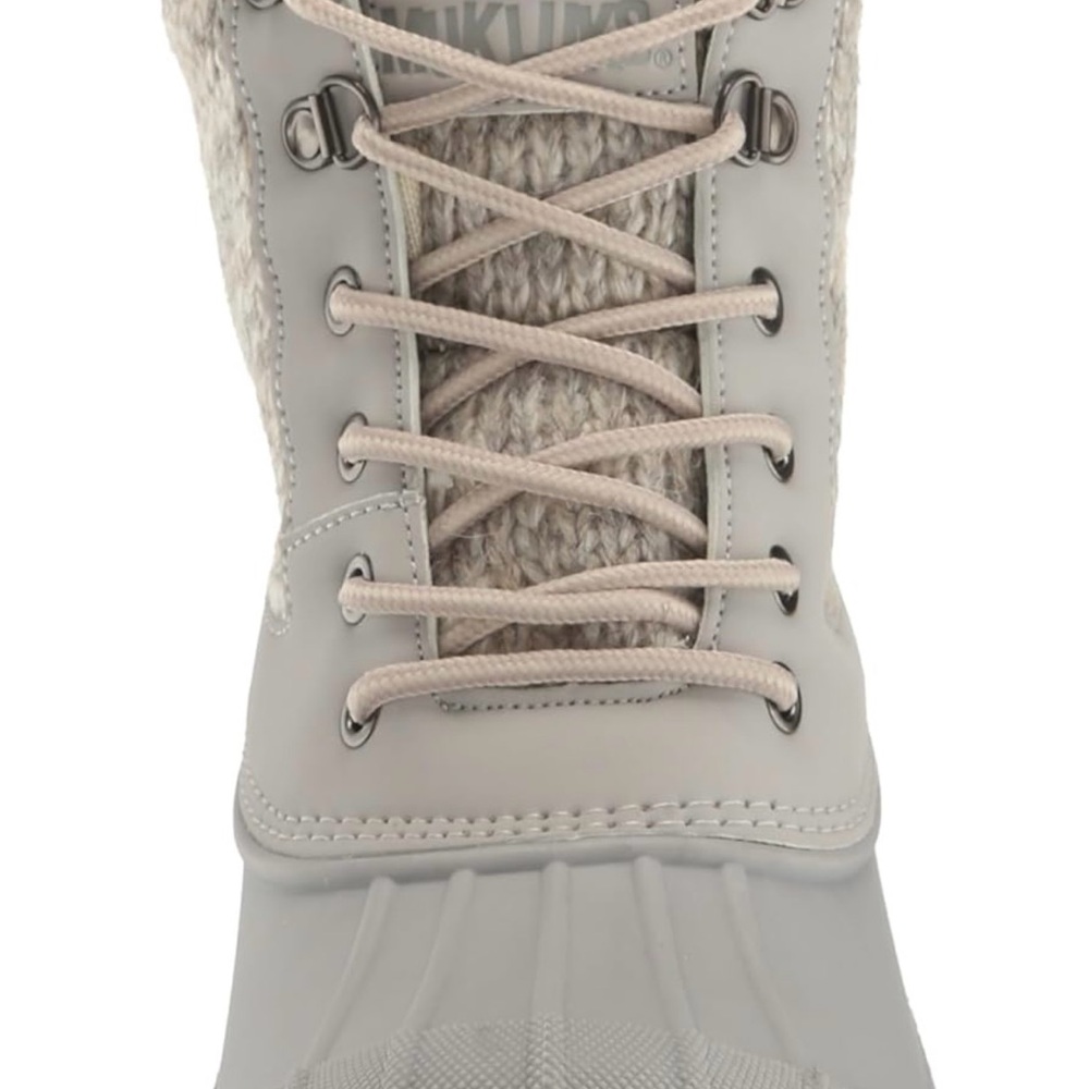 MUK LUKS Women’s Size 8 Gray Duck Boots Knit Winter Waterproof Rubber Sole Cozy - Picture 4 of 9
